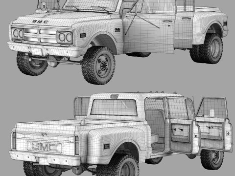 GMC 2500 crew cab 1968 Model 3D