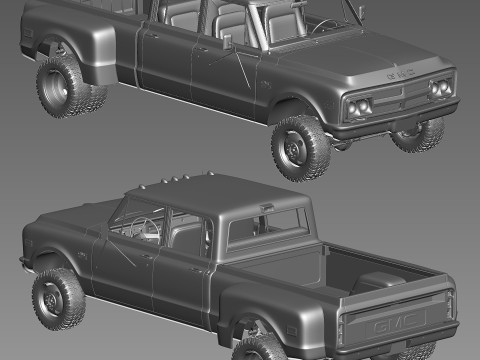 GMC 2500 crew cab 1968 Model 3D