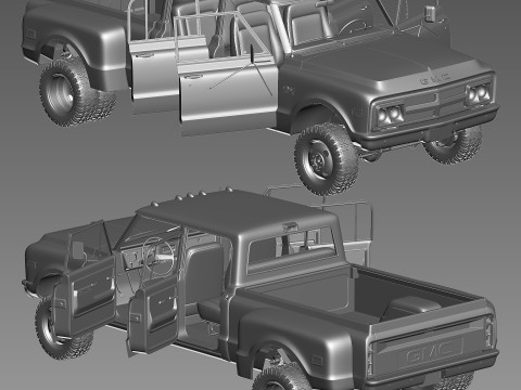 GMC 2500 crew cab 1968 Model 3D