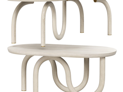 Ame editions manufacturees-pearl coffee table set 2 3Dモデル