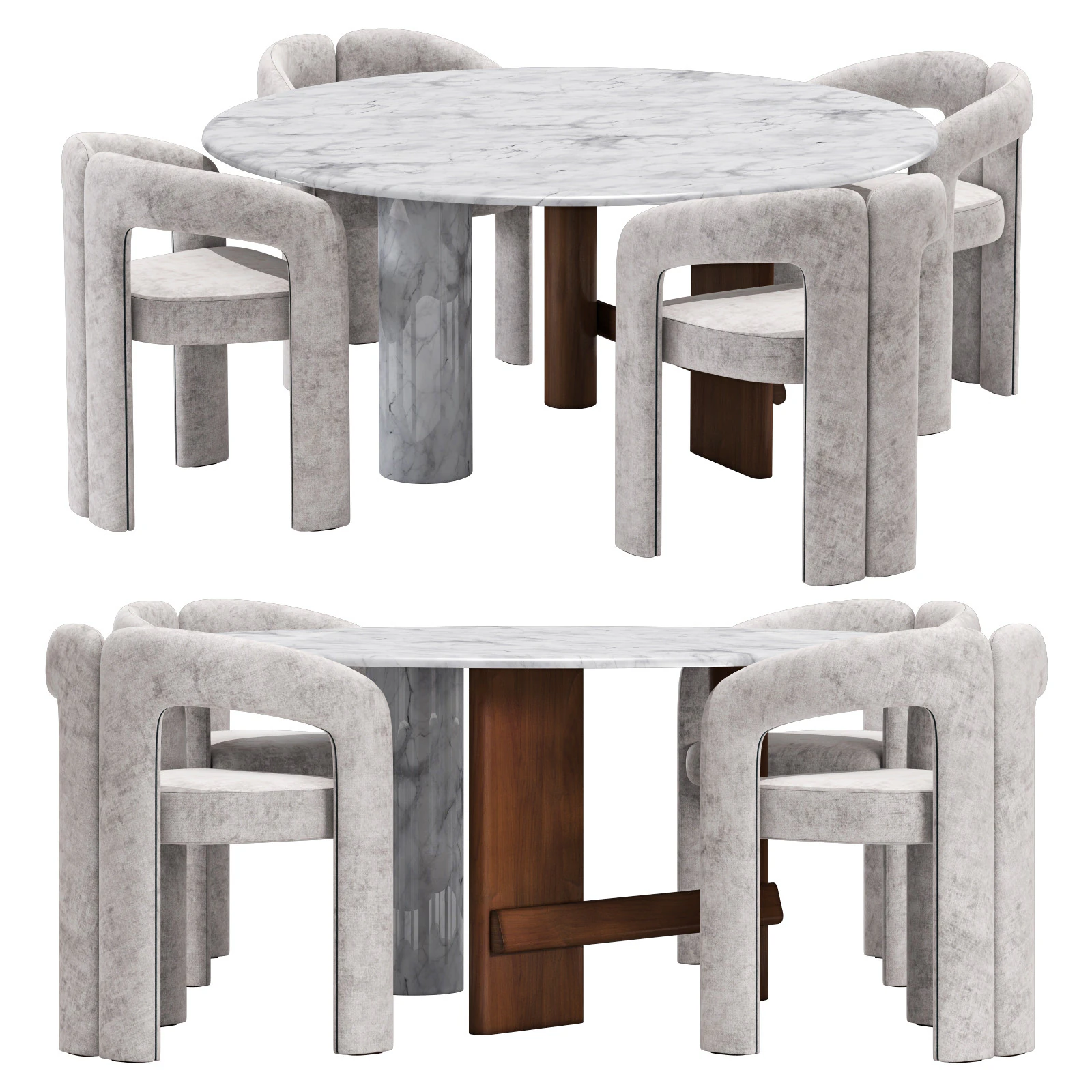 Cassina dining set 1 sengu-table dudet-chair 3D Model .c4d .max .obj .3ds .fbx .stl .blend 