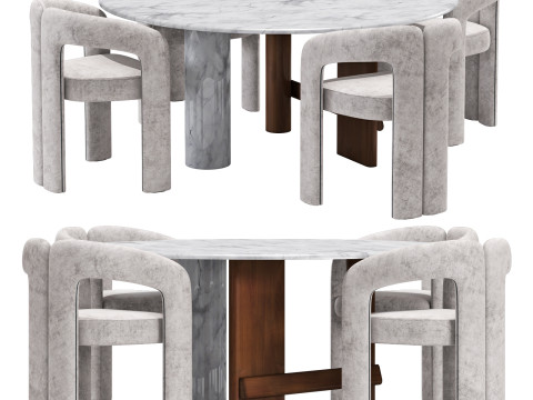 Cassina dining set 1 sengu-table dudet-chair Modello 3D