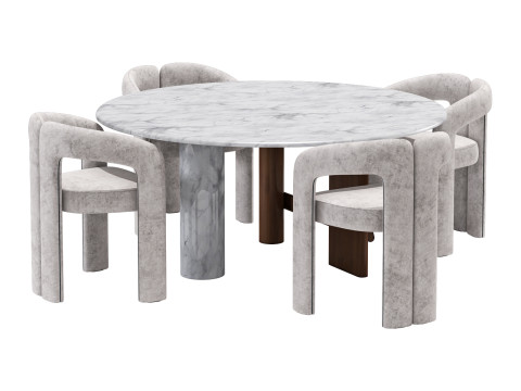 Cassina dining set 1 sengu-table dudet-chair 3D Model