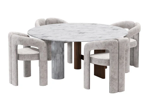 Cassina dining set 1 sengu-table dudet-chair 3D Model