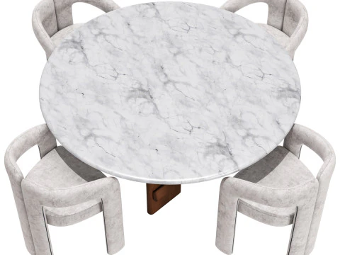Cassina dining set 1 sengu-table dudet-chair 3D Model