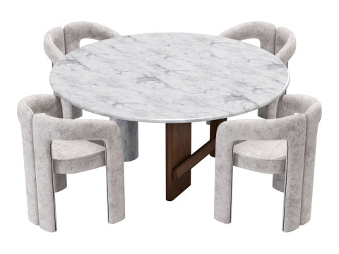Cassina dining set 1 sengu-table dudet-chair 3D Model