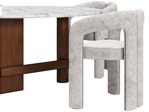 Cassina dining set 1 sengu-table dudet-chair 3D Model