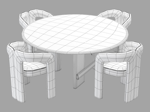Cassina dining set 1 sengu-table dudet-chair 3D Model