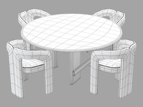 Cassina dining set 1 sengu-table dudet-chair 3D Model