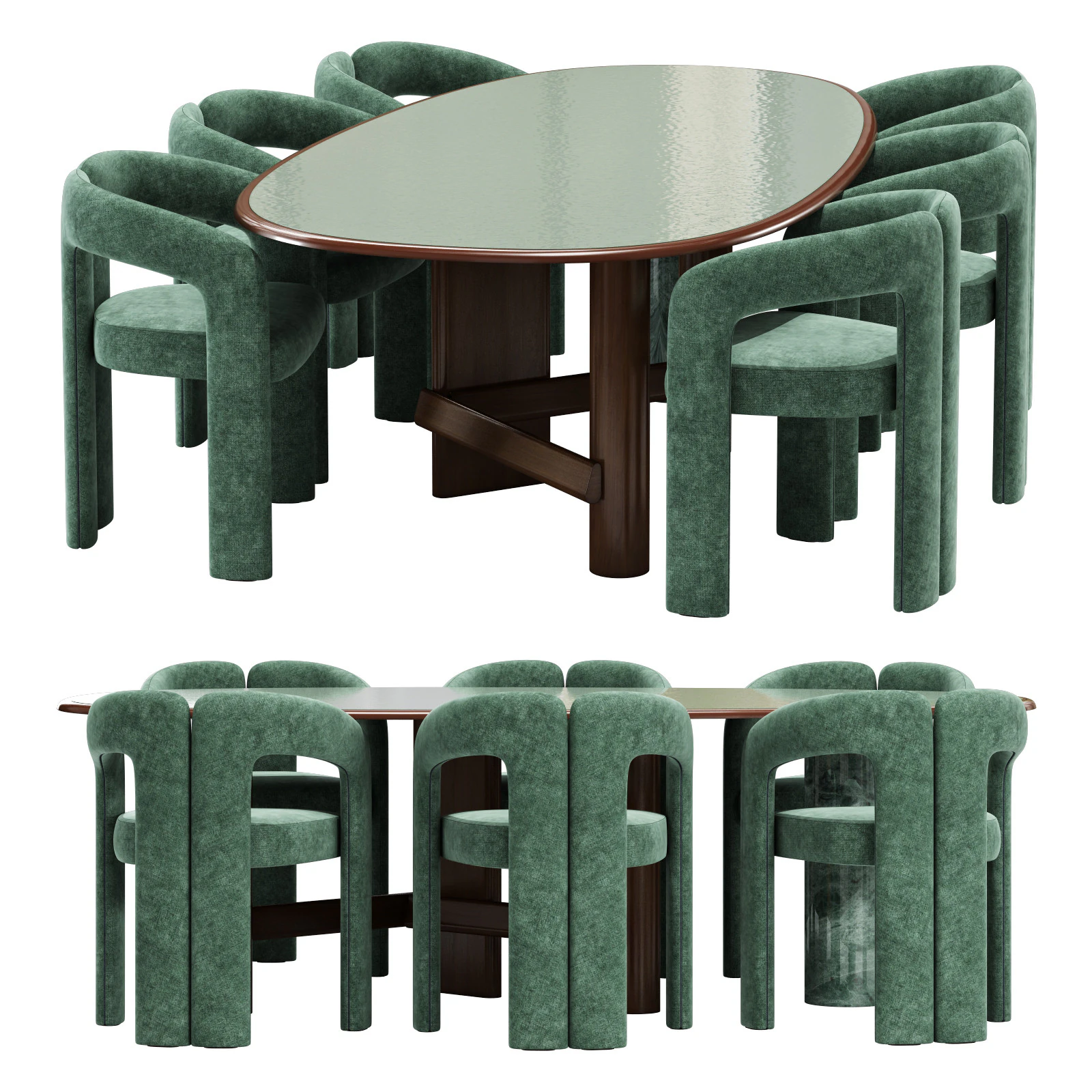 Cassina dining set 2 sengu-table dudet-chair 3D Model .c4d .max .obj .3ds .fbx .stl .blend 