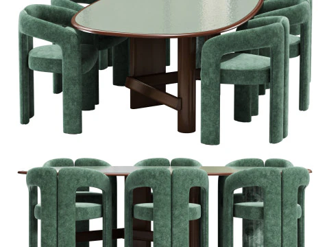 Conjunto de jantar Cassina 2 mesas sengu-dudet-chair Modelo 3D