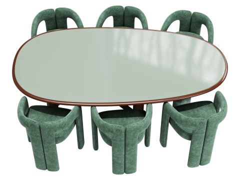 Cassina dining set 2 sengu-table dudet-chair 3Dモデル