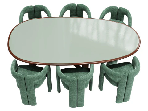Cassina dining set 2 sengu-table dudet-chair 3D Model