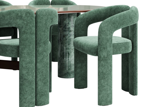 Cassina dining set 2 sengu-table dudet-chair 3Dモデル