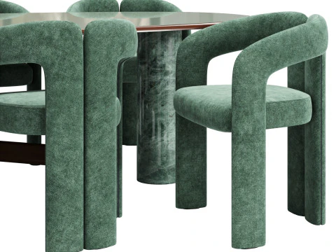Cassina dining set 2 sengu-table dudet-chair 3D Model