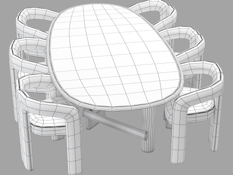 Cassina dining set 2 sengu-table dudet-chair 3Dモデル