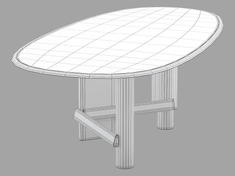 Cassina dining set 2 sengu-table dudet-chair 3D Model