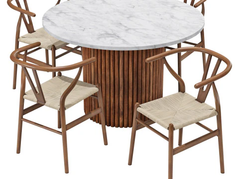 Cult furniture dining set medby table-wish chair 3D Model