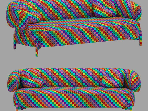 Cult furniture hallfield 3 seater sofa 3Dモデル