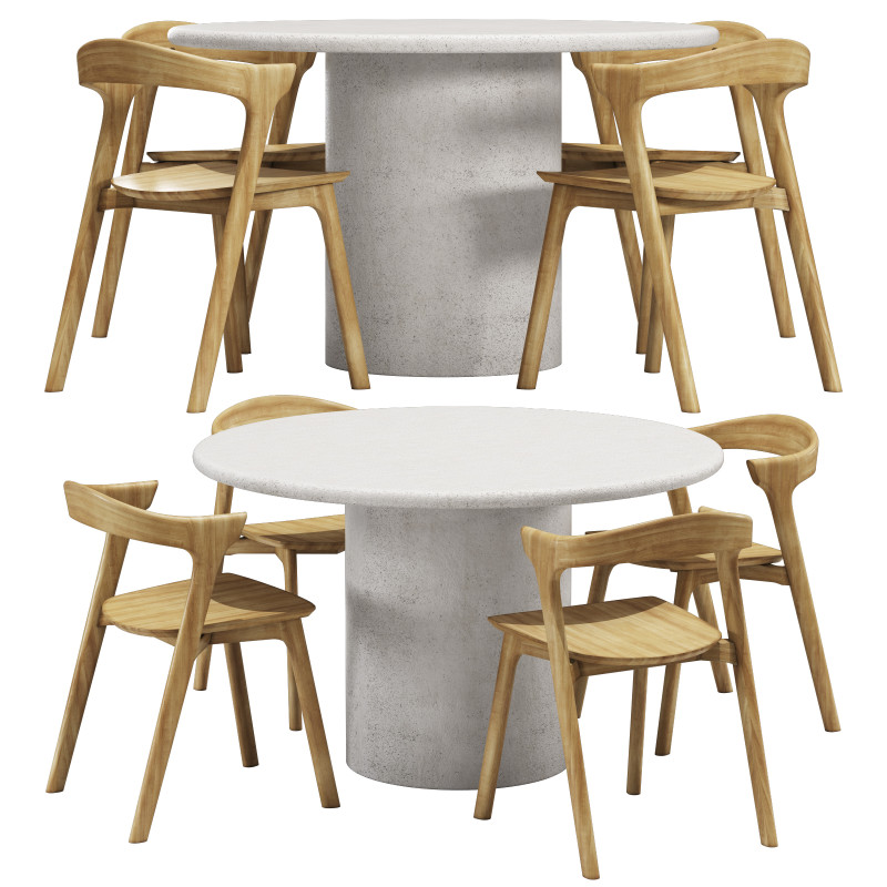 Ethnicraft diding set elements dining table-bok chair Modelo 3D .c4d .max .obj .3ds .fbx .stl .blend
