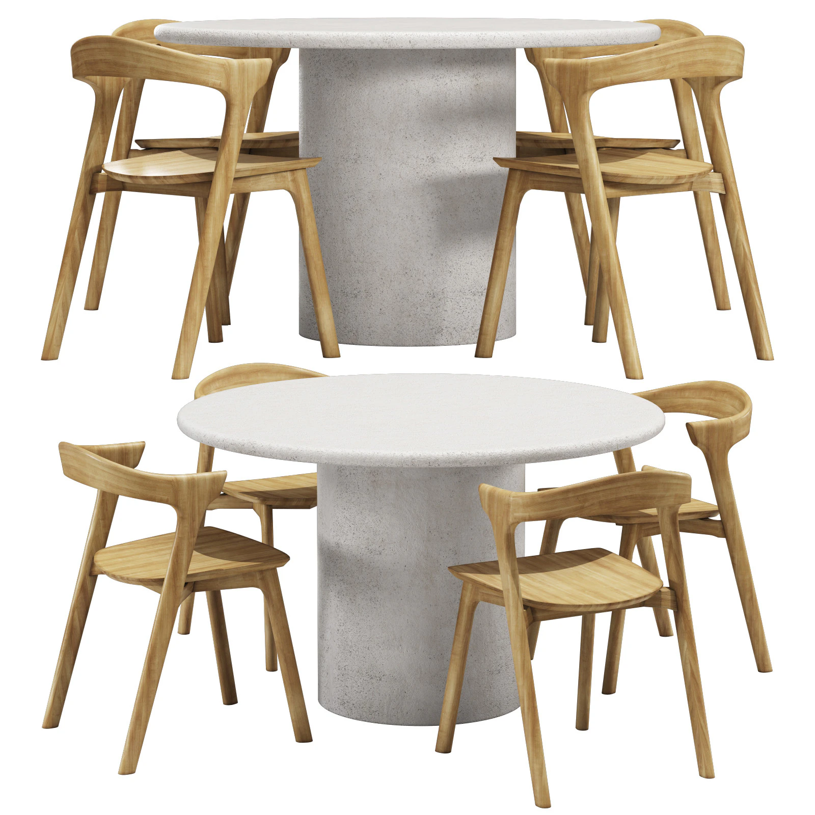 Ethnicraft diding set elements dining table-bok chair 3D Model .c4d .max .obj .3ds .fbx .stl .blend 