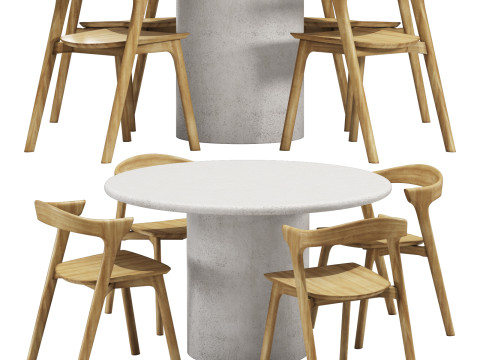 Ethnicraft diding set elements dining table-bok chair Modello 3D