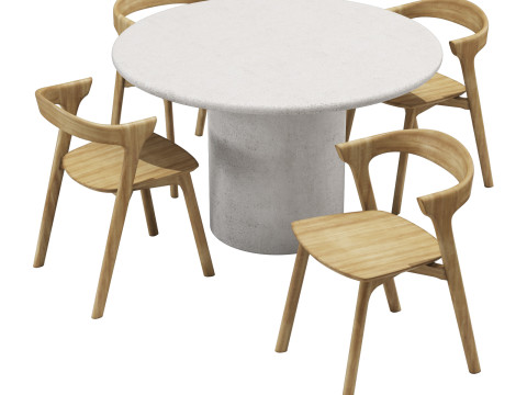 Ethnicraft diding set elements dining table-bok chair Modelo 3D