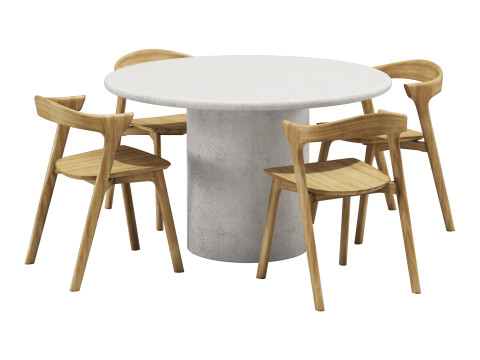 Ethnicraft diding set elements dining table-bok chair Modelo 3D