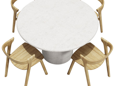 Ethnicraft diding set elements dining table-bok chair Modelo 3D