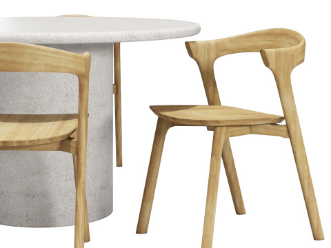 Ethnicraft diding set elements dining table-bok chair Modelo 3D