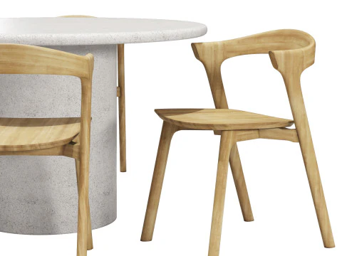 Ethnicraft diding set elements dining table-bok chair 3D Model