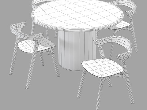 Ethnicraft diding set elements dining table-bok chair Modelo 3D
