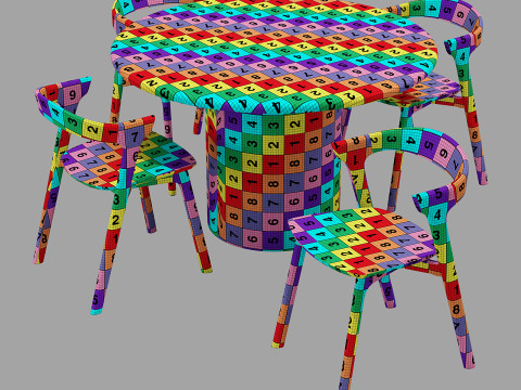 Ethnicraft diding set elements dining table-bok chair Modelo 3D