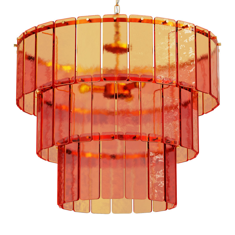 Houseof amber glass three light chandelier Model 3D .c4d .max .obj .3ds .fbx .stl .blend