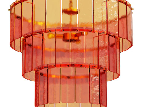 हाउसऑफ एम्बर ग्लास तीन प्रकाश झूमर 3D मॉडल