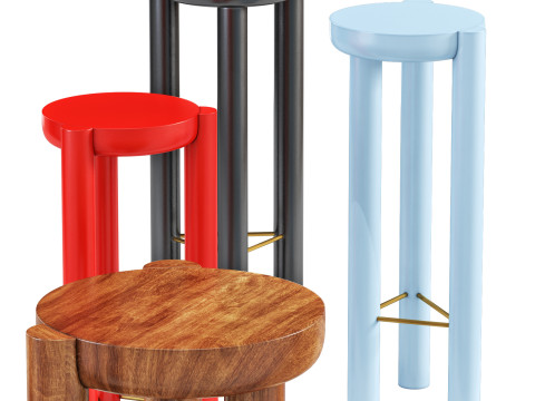 Yet Design Studio Pillar Bar Stool Modello 3D