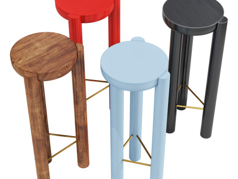 Yet Design Studio Pillar Bar Stool Modello 3D