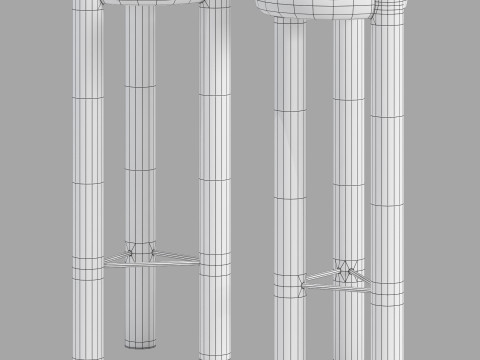 Yet Design Studio Pillar Bar Stool Modello 3D
