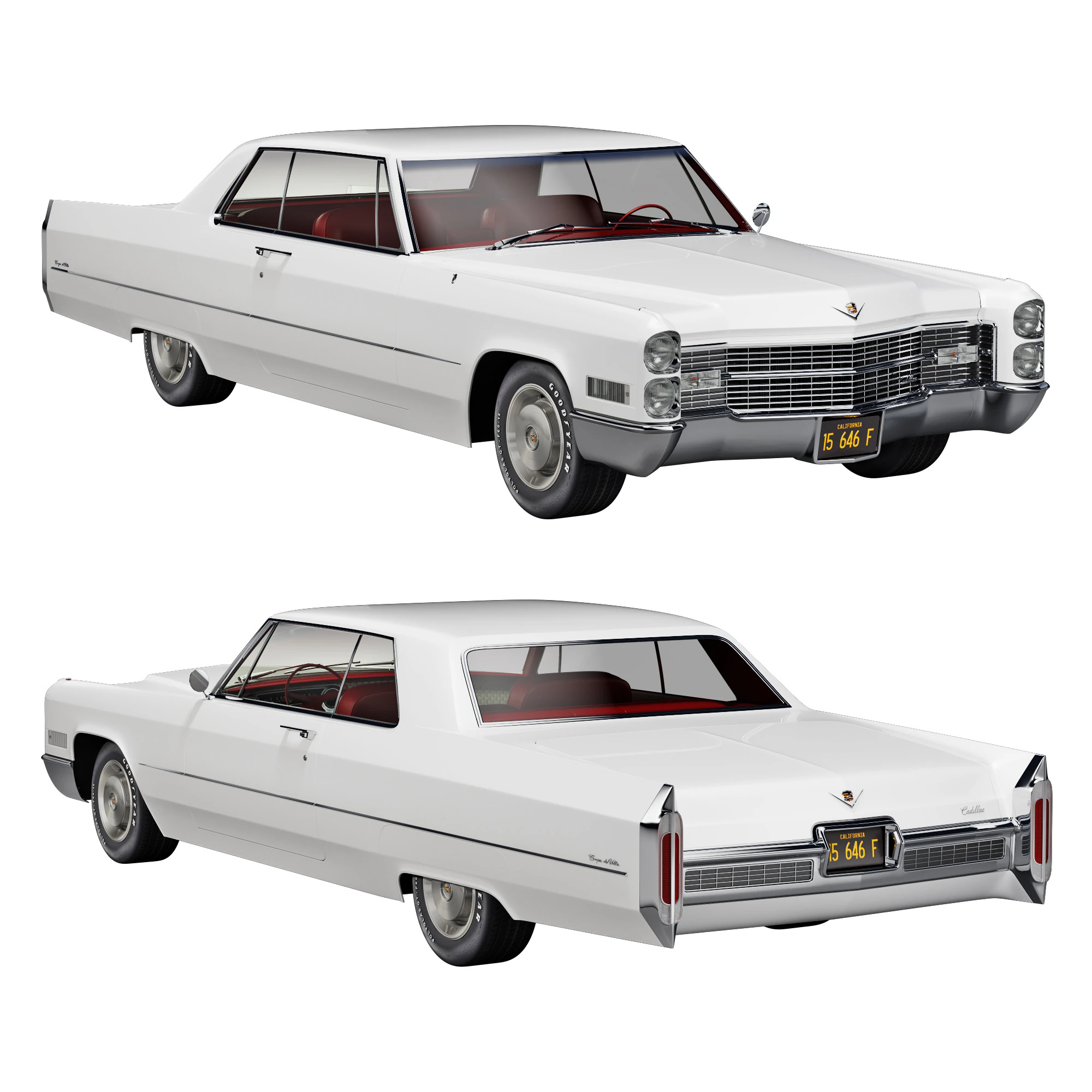 Cadillac coupe de ville 1966 3D Model .c4d .max .obj .3ds .fbx .stl .blend 