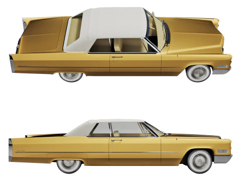 Кадиллак купе де Виль кабриолет 1966 года выпуска. 3D Модель