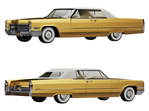 Кадиллак купе де Виль кабриолет 1966 года выпуска. 3D Модель