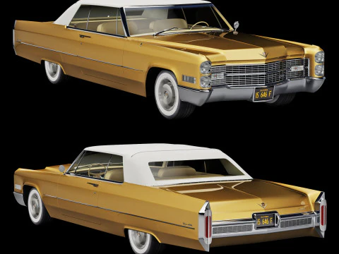 Кадиллак купе де Виль кабриолет 1966 года выпуска. 3D Модель