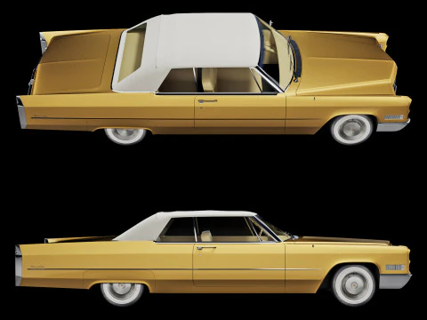 Кадиллак купе де Виль кабриолет 1966 года выпуска. 3D Модель