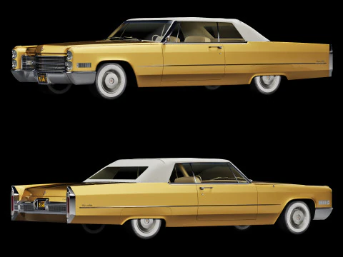 Кадиллак купе де Виль кабриолет 1966 года выпуска. 3D Модель
