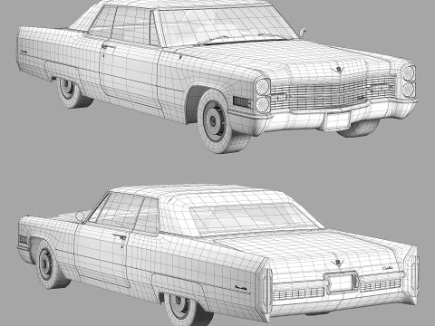 Кадиллак купе де Виль кабриолет 1966 года выпуска. 3D Модель
