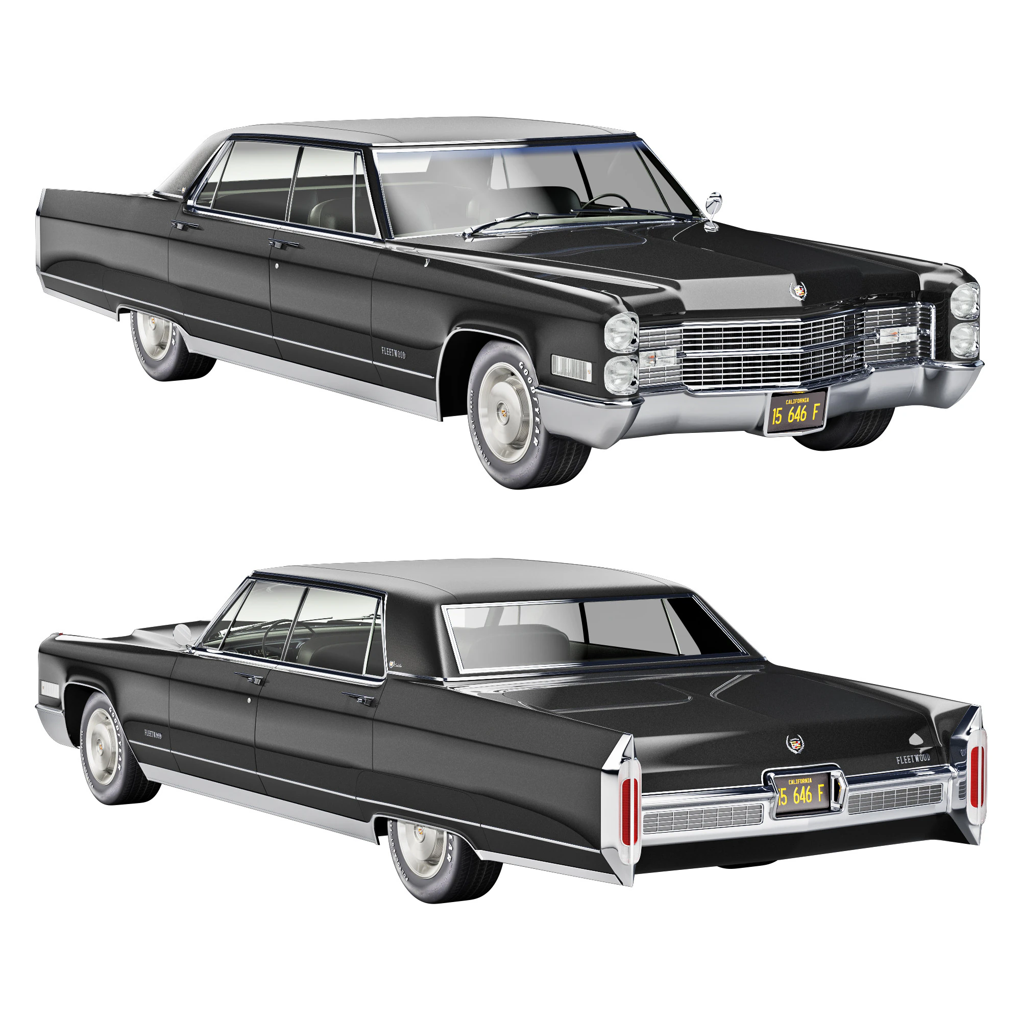 Cadillac fleetwood 1966 3D Model .c4d .max .obj .3ds .fbx .stl .blend 