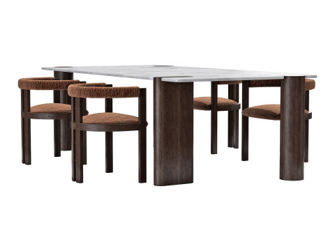 Black tie dining set kumiko chair-amoris table rectangle 3D Модель
