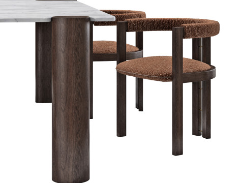 Black tie dining set kumiko chair-amoris table rectangle 3D Модель
