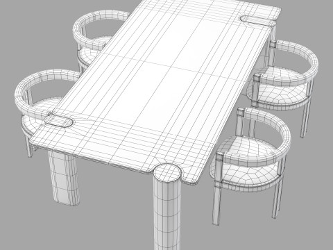 Black tie dining set kumiko chair-amoris table rectangle 3D Модель