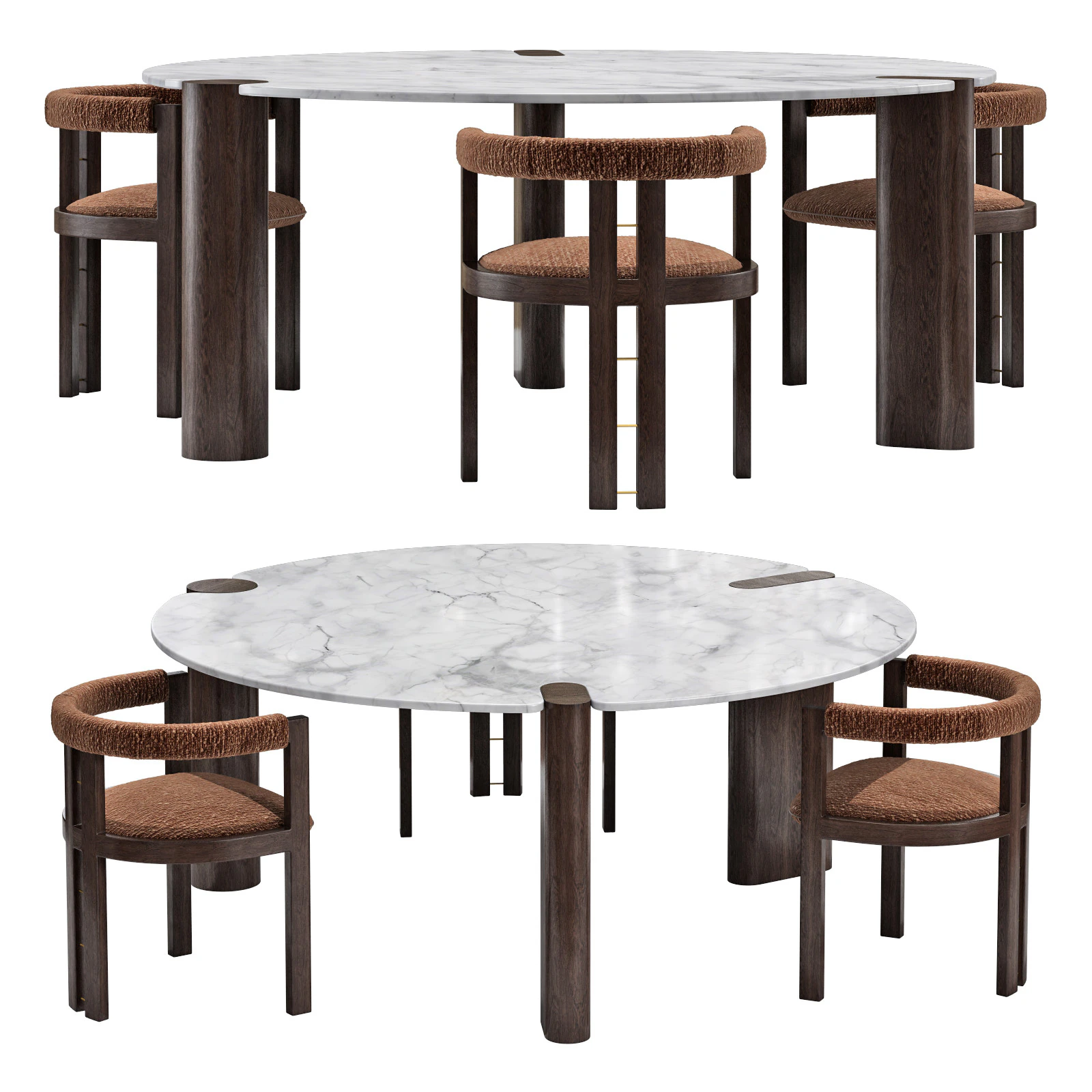 Conjunto de jantar black tie kumiko cadeira-amoris mesa redonda Modelo 3D .c4d .max .obj .3ds .fbx .stl .blend 